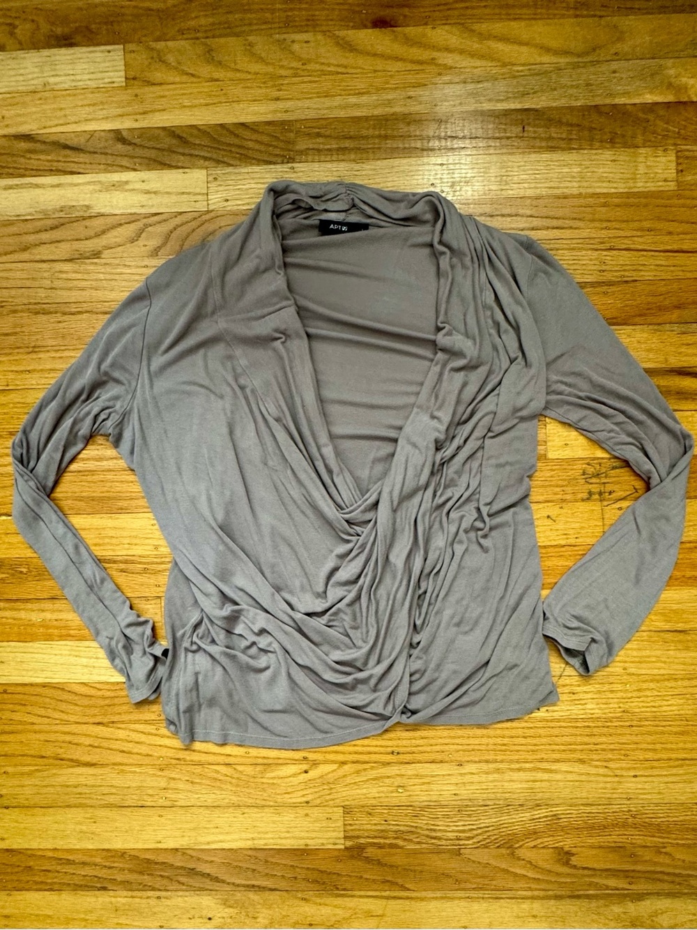 APT. 9 Gray Draped Cowl Neck Long Sleeve